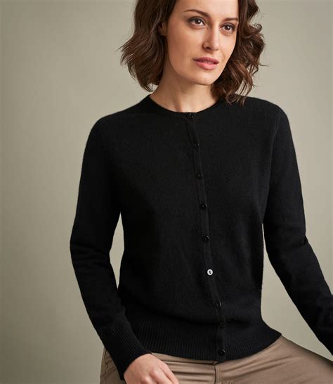 Zipped Cardigan Black Wool and Cashmere 